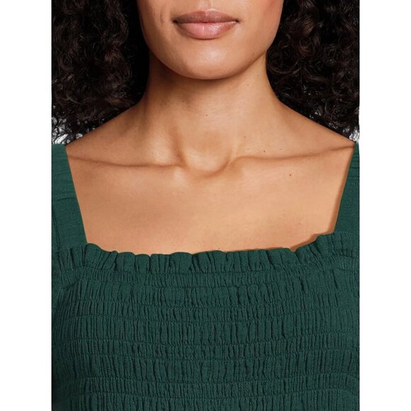 BeachLunchLounge Gauzy Smocked Cut Out Tiered Midi Dress Women's XL Green Flowy - Picture 2 of 16